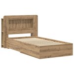 vidaXL Cadre de lit avec rangement Chêne artisanal 90 x 190 cm