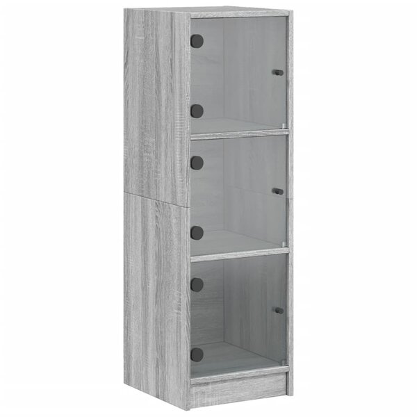 vidaXL Buffet avec portes en verre sonoma gris 35x37x109 cm