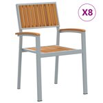 vidaXL Chaises de jardin empilables 8 Pièces en acier gris et bois massif d'acacia