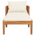 vidaXL Chaise longue avec coussins blanc crème Bois d'acacia solide