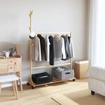 vidaXL Porte-vêtements avec crochets et roulettes 100x35x157 cm bambou