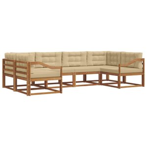 vidaXL Ensemble de canapés d'extérieur 6 pc Naturel et Beige