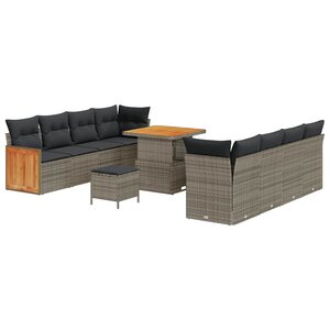vidaXL Ensemble de canapé de jardin 11 Pièces Gris 80 x 80 x 71 cm