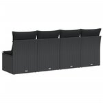 vidaXL Canapé de jardin avec coussins 4 places noir résine tressée