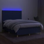 vidaXL Sommier à lattes de lit et matelas et LED Bleu 140x190 cm Tissu