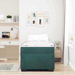 vidaXL Cadre de lit avec matelas Vert foncé 100 x 200 cm tissu
