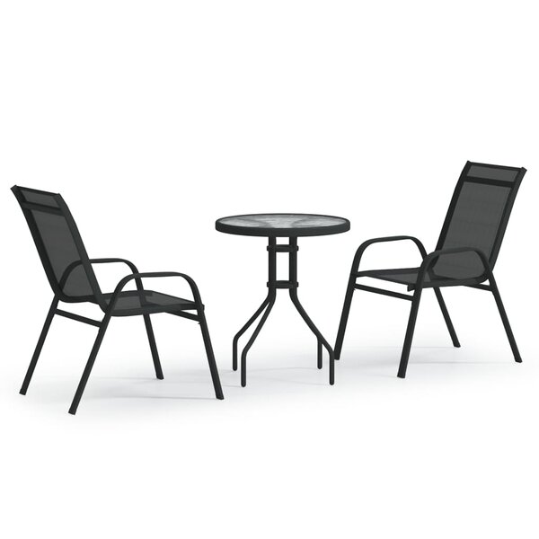 vidaXL Ensemble de bistro de jardin 3 Pièces Noir