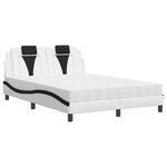 vidaXL Lit avec matelas blanc et noir 140x190 cm similicuir