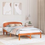 vidaXL Cadre de lit avec tête de lit marron ciré 140x190 cm Bois massif pin