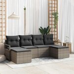 vidaXL Ensemble de canapé de jardin 6 Pièces Gris Poly rotin