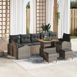 vidaXL Ensemble de canapé de jardin 10 Pièces Gris Poly rotin