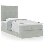vidaXL Cadre de lit ottoman et matelas gris clair 100x200 cm velours