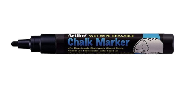 Marqueur Craie Liquide 'EPW-4' effaçable à sec pointe conique 4 mm noir ARTLINE