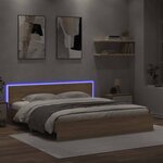 vidaXL Cadre de lit avec tête de lit et LED chêne sonoma 180x200 cm