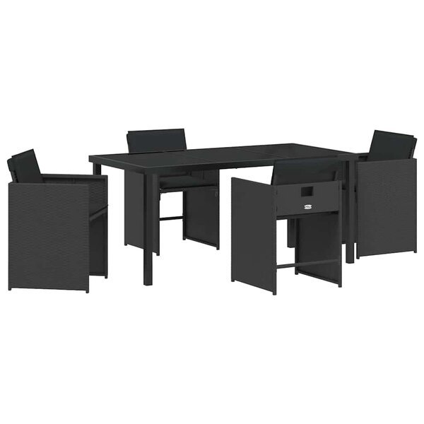 vidaXL Ensemble de salle à manger pour jardin 5 Pièces Noir polyrotin