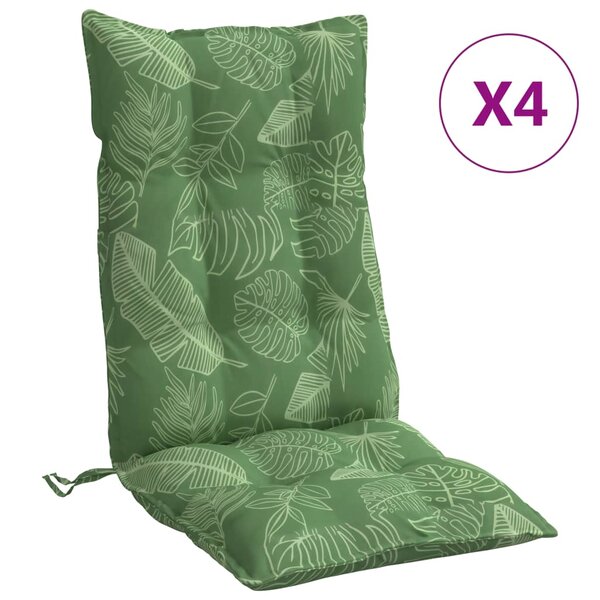 vidaXL Coussins de chaise à dossier haut lot de 4 modèle de feuille