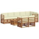 vidaXL Ensemble de canapés d'extérieur 9 pc Naturel et Crème Polyester