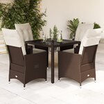 vidaXL Ensemble à manger de jardin 5 Pièces et coussins marron poly rotin