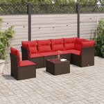 vidaXL Salon de jardin avec coussins 7 Pièces marron résine tressée