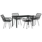 vidaXL Ensemble de Salle à Manger de Jardin 5 Pièces Noir Poly Rattan