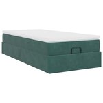 vidaXL Cadre de lit ottoman avec matelas vert foncé 90x200 cm velours