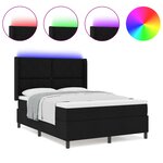 vidaXL Lit à ressorts avec matelas et LED - Noir  140x200 cm  Tissu