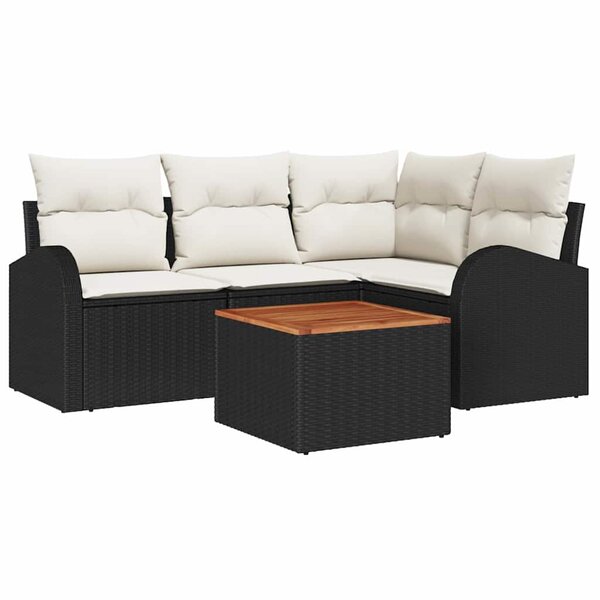 vidaXL Ensemble de canapé de jardin 5 Pièces Noir et blanc