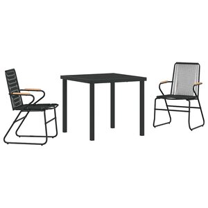 vidaXL Ensemble de salle à manger pour jardin 3 Pièces Noir Rattan PVC
