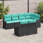 vidaXL Ensemble de Canapés avec coussin 7 Pièces Noir polyrotin