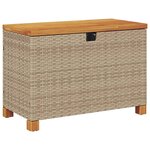vidaXL Boîte de rangement de jardin beige résine tressée bois d'acacia