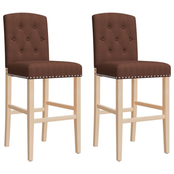 vidaXL Chaises de bar lot de 2 bois massif d'hévéa et tissu