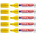 Marqueur Permanent 500 Corps Alu Jaune Pointe Large Biseautée 2-7 mm x 5 EDDING