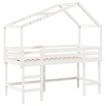 vidaXL Lit superposé et échelle et toit blanc 90x200cm bois pin massif