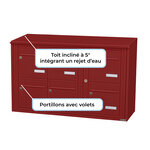 Bloc collectif Leabox 3x2  grade 3  simple face  extérieur  fixation murale  rouge brun ral 3011 finition brillante