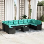 vidaXL Ensemble de canapé de jardin 11 Pièces Noir Poly rotin