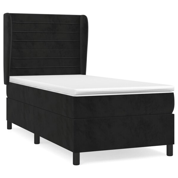 vidaXL Sommier à lattes de lit et matelas Noir 80x200 cm Velours