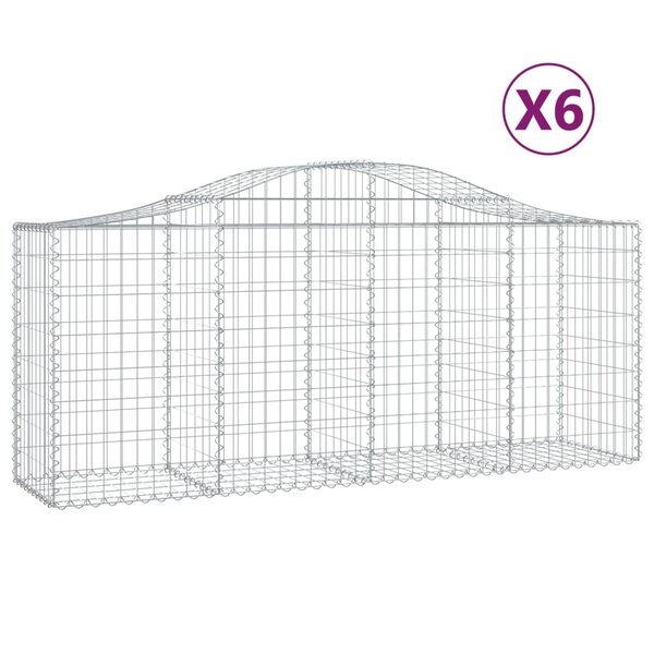 vidaXL Paniers à gabions arqués 6 Pièces 200x50x80/100 cm Fer galvanisé