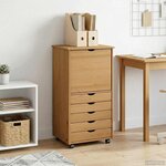 vidaXL Cabinet roulant 53 x 39 x 103 cm Bois de Pin Massif Marron miel
