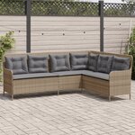 vidaXL Canapé de jardin avec coussins forme de L beige résine tressée