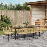 vidaXL Ensemble de Salle à Manger de Jardin 9 Pièces Marron Poly Rattan