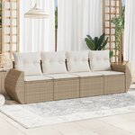 vidaXL Salon de jardin avec coussins 4 Pièces beige résine tressée