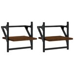 vidaXL Étagères murales avec barres 2 Pièces chêne marron 30x25x30 cm