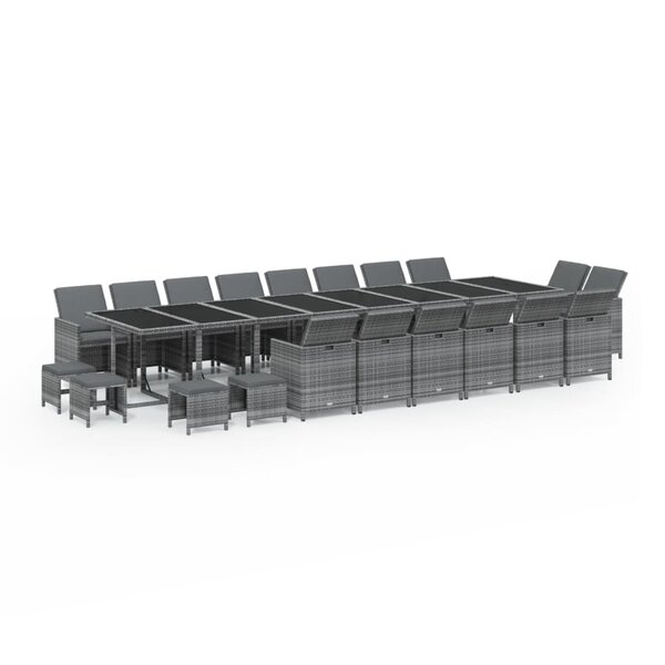 vidaXL Ensemble à manger de jardin coussins 21 Pièces Gris Résine tressée