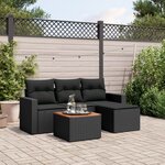 vidaXL Salon de jardin 5 Pièces avec coussins noir résine tressée