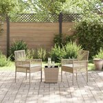 vidaXL Ensemble bistro de jardin 3 Pièces Beige Poly rotin