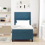 Lit à ressort avec matelas vidaXL Bleu foncé 100x200 cm Velours