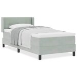 Lit à ressort avec matelas vidaXL Gris clair 90x200 cm Velours