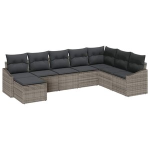 vidaXL Ensemble de salle à manger pour jardin avec coussin 8 Pièces Gris