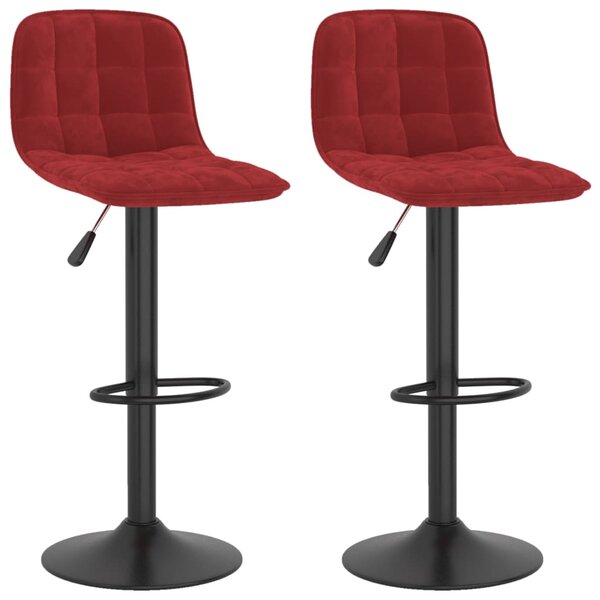 vidaXL Tabourets de bar lot de 2 rouge bordeaux velours