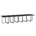 vidaXL Ensemble à manger de jardin coussins 15 Pièces Résine tressée Gris